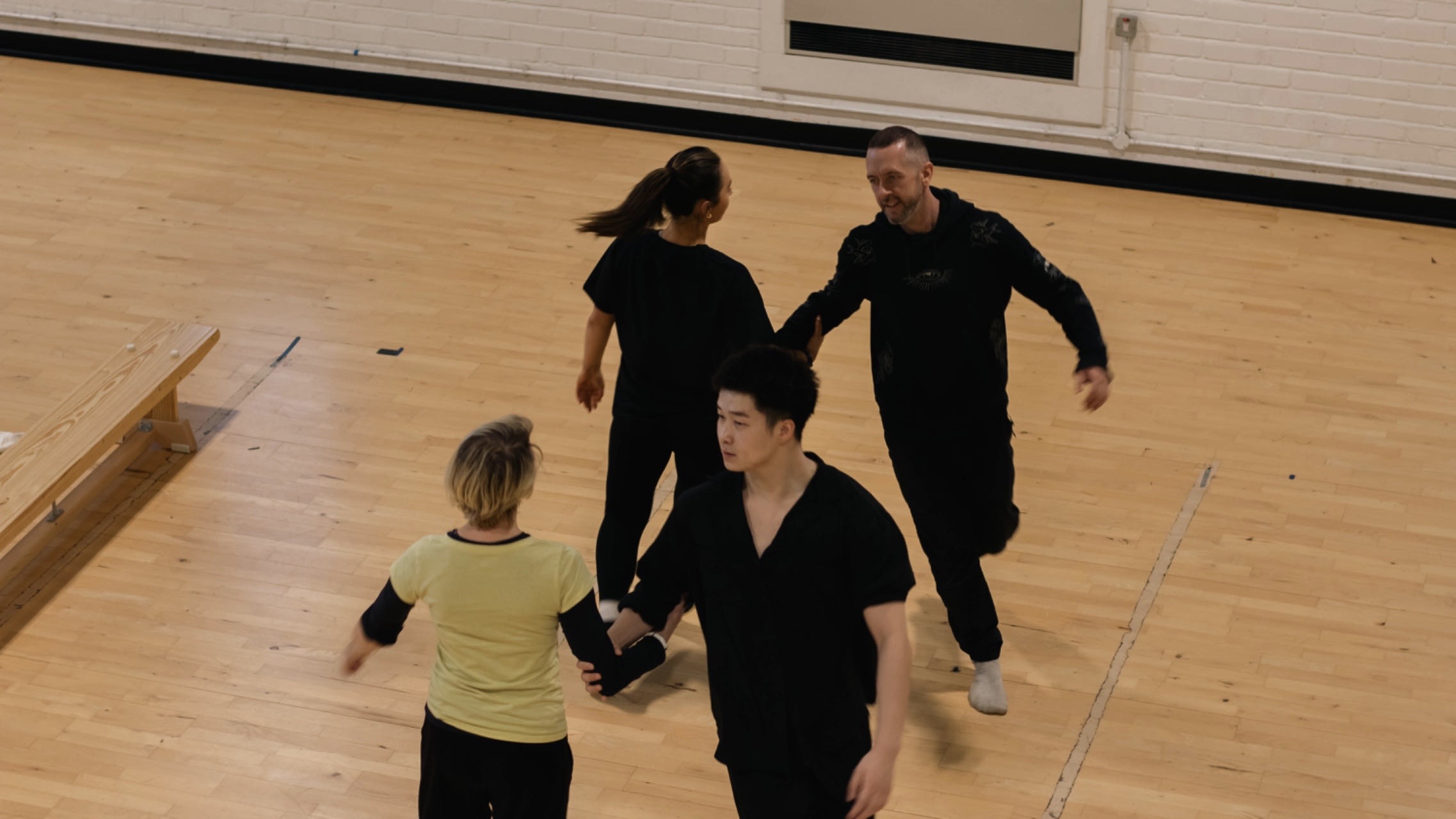 Edwin Wen and fellow dancers rehearsing Elegies in a studio at Moray House, University of Edinburgh