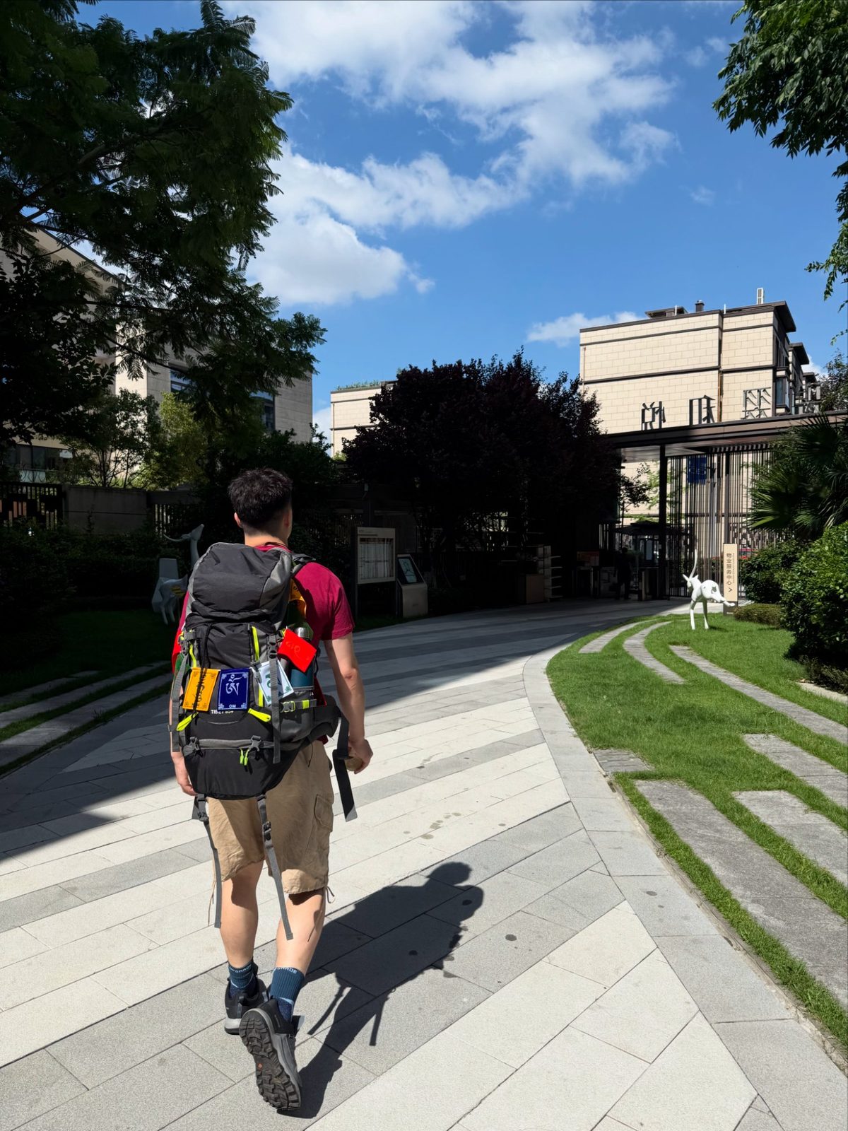 Backpacker on campus