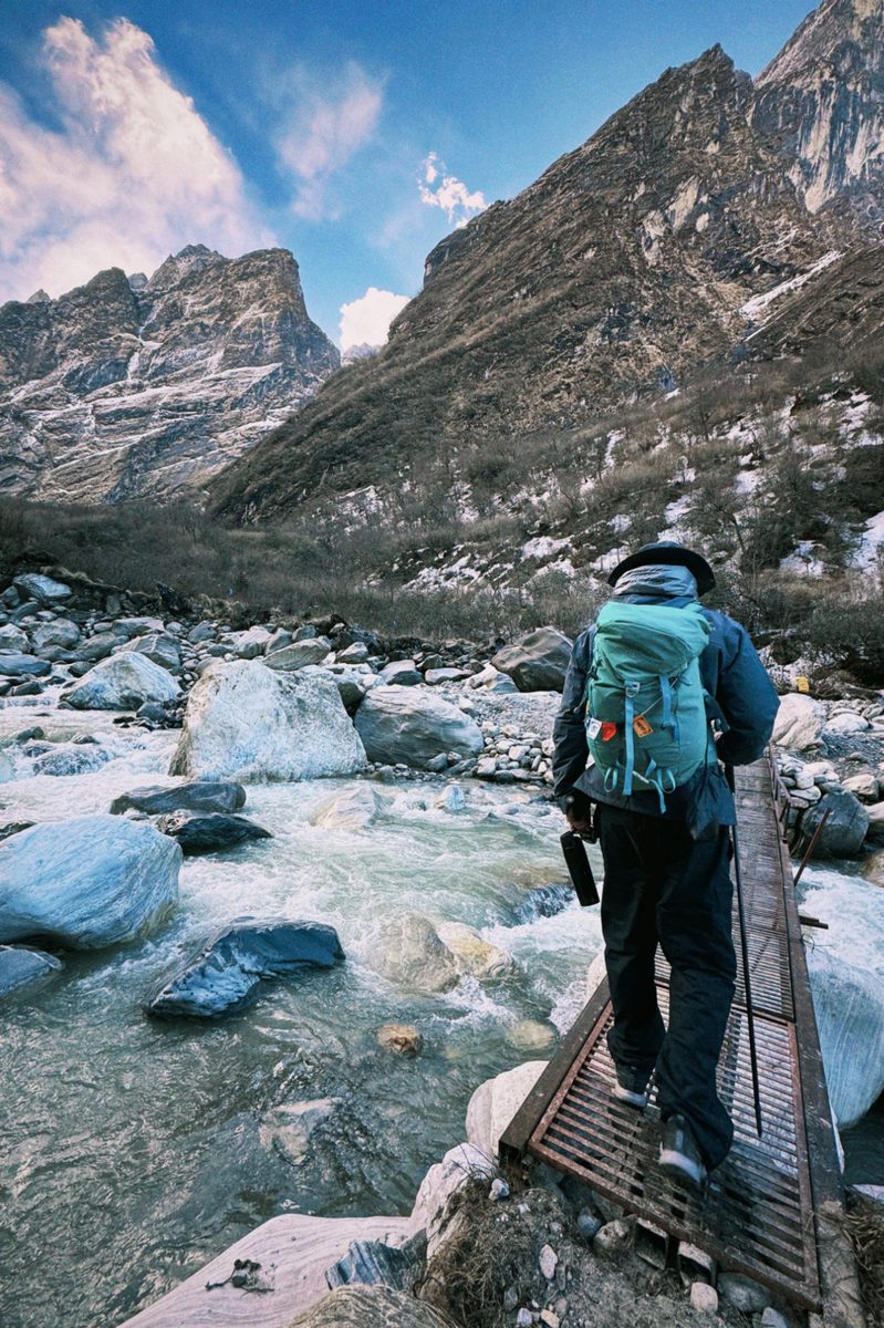 Bridge crossing, mountains