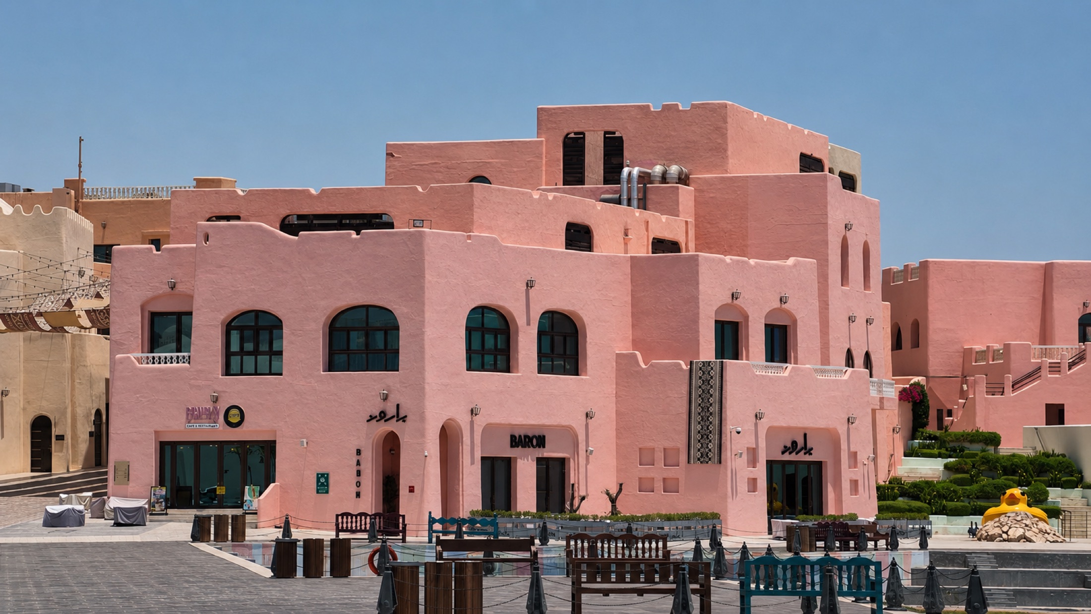 Pink buildings in Qatar