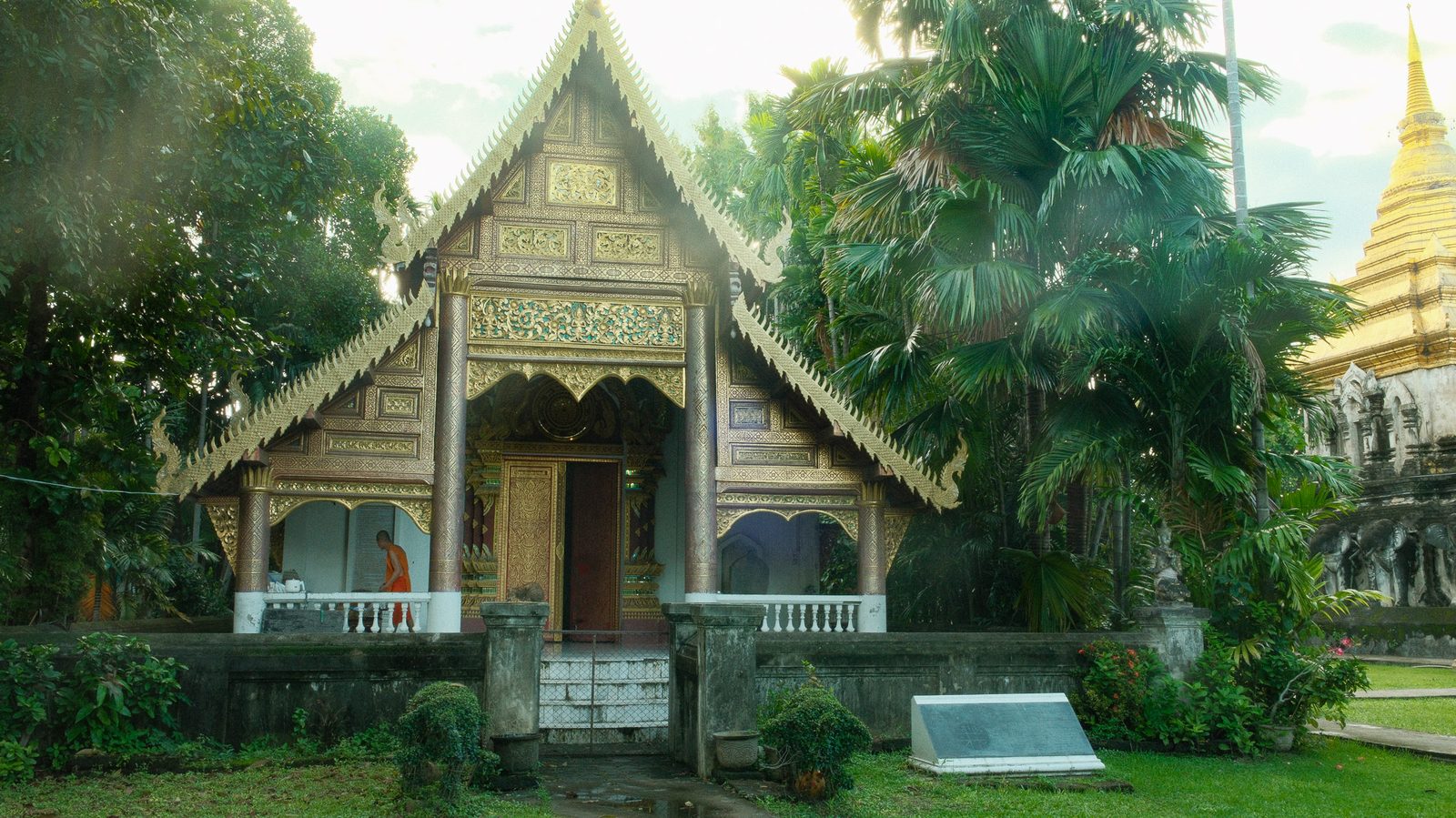 Temple with monk