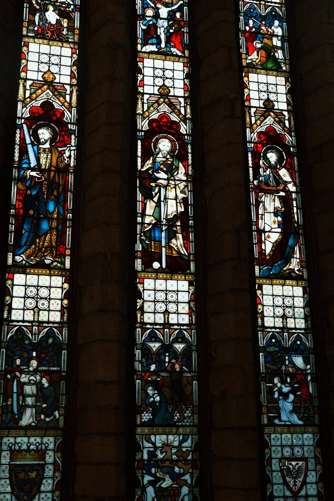 Reading by stained glass